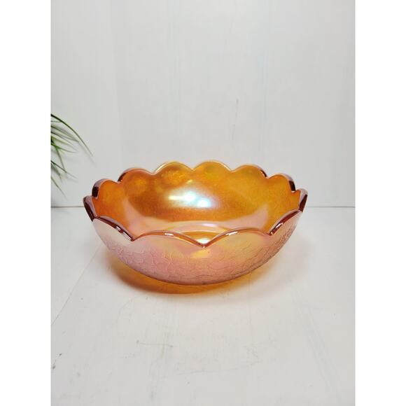Vintage Bowl Crackle Jeannette Glass Marigold Carnival 7" - Picture 2 of 4